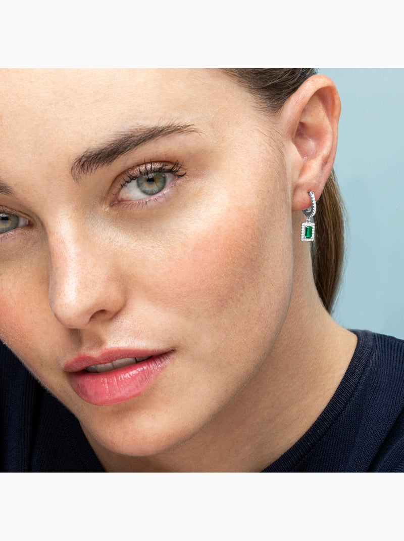 Boucles d'oreilles Luxenter en argent 925 et zircon aigue-marine plaqué rhodium - Koiesa Vert - Kiabi