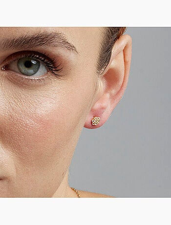 Boucles d'oreilles Luxenter en argent 925 et zircon brillant finies et plaqué or 18k - Oris