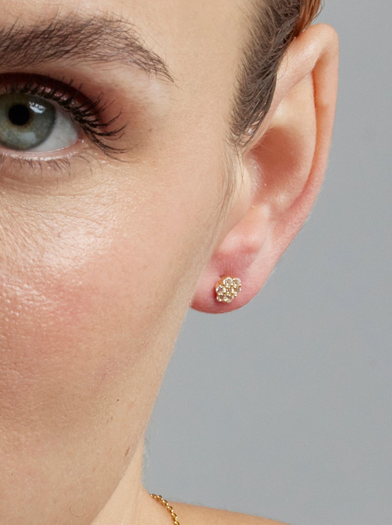 Boucles d'oreilles Luxenter en argent 925 et zircon brillant finies plaqué or jaune 18 carats - Oris Blanc - Kiabi