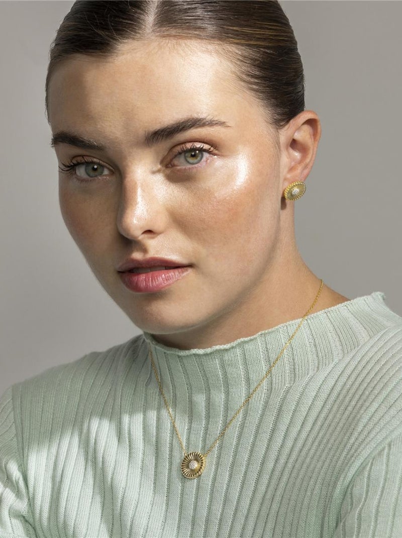 Boucles d'oreilles Luxenter en argent 925 et zircon brillant plaqué or 18 carats - Olie Blanc - Kiabi