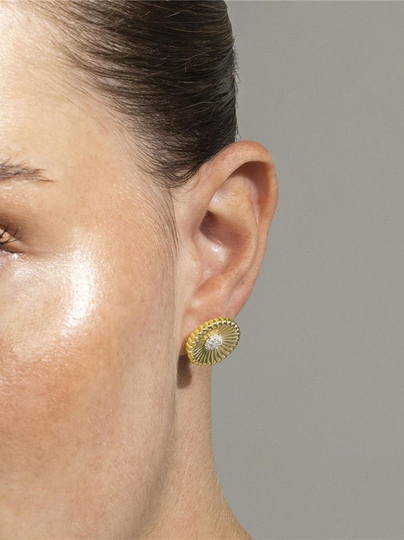 Boucles d'oreilles Luxenter en argent 925 et zircon brillant plaqué or 18 carats - Olie Blanc - Kiabi