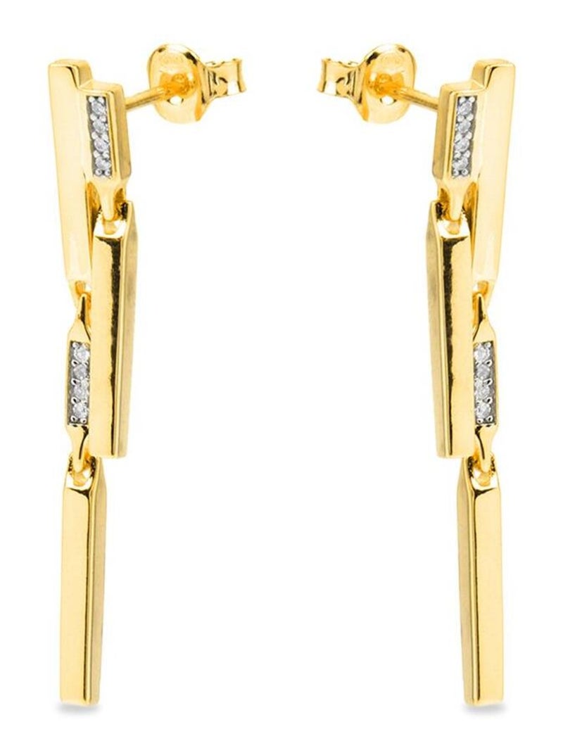 Boucles d'oreilles Luxenter en argent 925 et zircon brillant plaqué or jaune 18 carats - Onca Blanc - Kiabi
