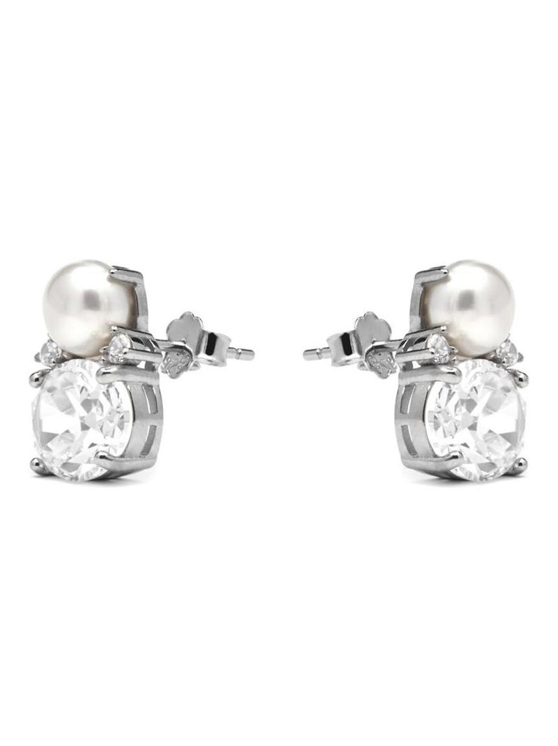 Boucles d'oreilles Luxenter en argent 925 et zircon brillant rhodié - Ward Blanc - Kiabi