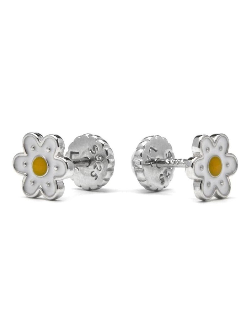 Boucles d'oreilles Luxenter en argent 925 et zircon cubique brillant rhodié - Bakio Blanc - Kiabi