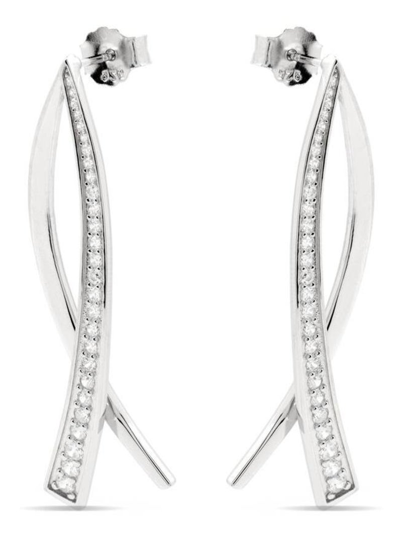 Boucles d'oreilles Luxenter en argent 925 et zircon cubique rhodié - Mima Blanc - Kiabi