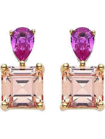 Boucles d'oreilles Luxenter en argent 925 et zircon multicolore finies et plaqué or 18k - Codua
