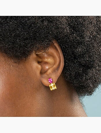 Boucles d'oreilles Luxenter en argent 925 et zircon multicolore finies et plaqué or 18k - Codua