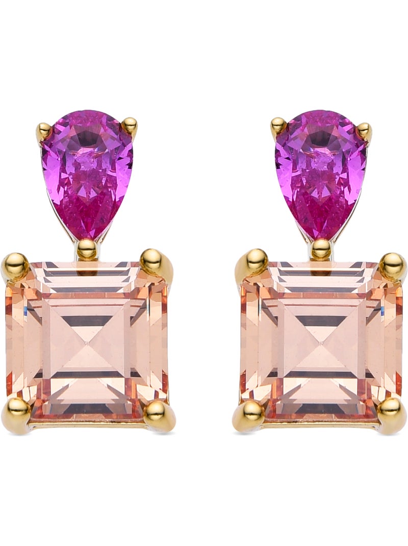 Boucles d'oreilles Luxenter en argent 925 et zircon multicolore finies et plaqué or 18k - Codua Doré/or - Kiabi