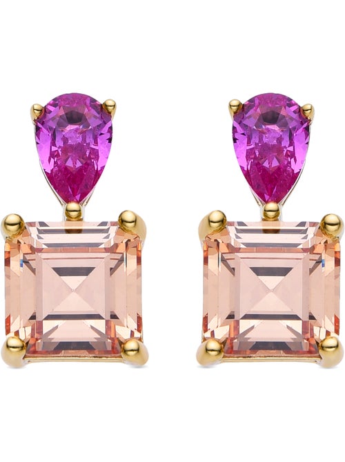 Boucles d'oreilles Luxenter en argent 925 et zircon multicolore finies et plaqué or 18k - Codua - Kiabi