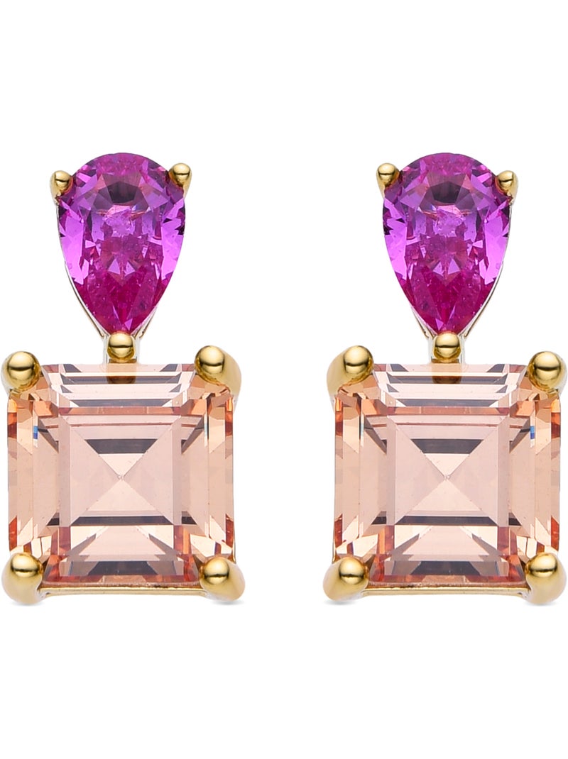 Boucles d'oreilles Luxenter en argent 925 et zircon multicolore finies et plaqué or 18k - Codua Jaune - Kiabi