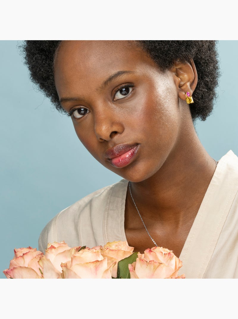 Boucles d'oreilles Luxenter en argent 925 et zircon multicolore finies et plaqué or 18k - Codua Jaune - Kiabi