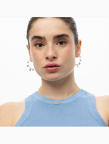 Boucles d'oreilles Luxenter en argent 925 et zircon multicolore finies et plaqué or 18k - Yhapec