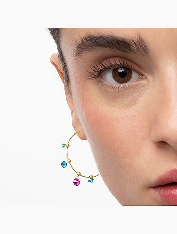 Boucles d'oreilles Luxenter en argent 925 et zircon multicolore finies et plaqué or 18k - Yhapec