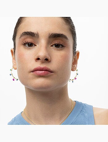 Boucles d'oreilles Luxenter en argent 925 et zircon multicolore finies et plaqué or 18k - Yhapec