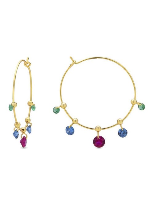 Boucles d'oreilles Luxenter en argent 925 et zircon multicolore finies et plaqué or 18k - Yhapec - Kiabi
