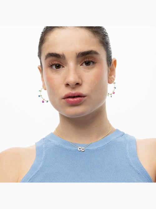 Boucles d'oreilles Luxenter en argent 925 et zircon multicolore finies et plaqué or 18k - Yhapec - Kiabi