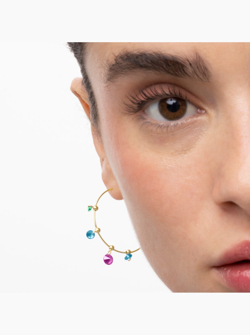 Boucles d'oreilles Luxenter en argent 925 et zircon multicolore finies et plaqué or 18k - Yhapec Multicolore - Kiabi