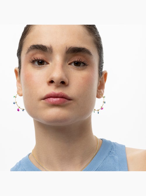 Boucles d'oreilles Luxenter en argent 925 et zircon multicolore finies et plaqué or 18k - Yhapec - Kiabi