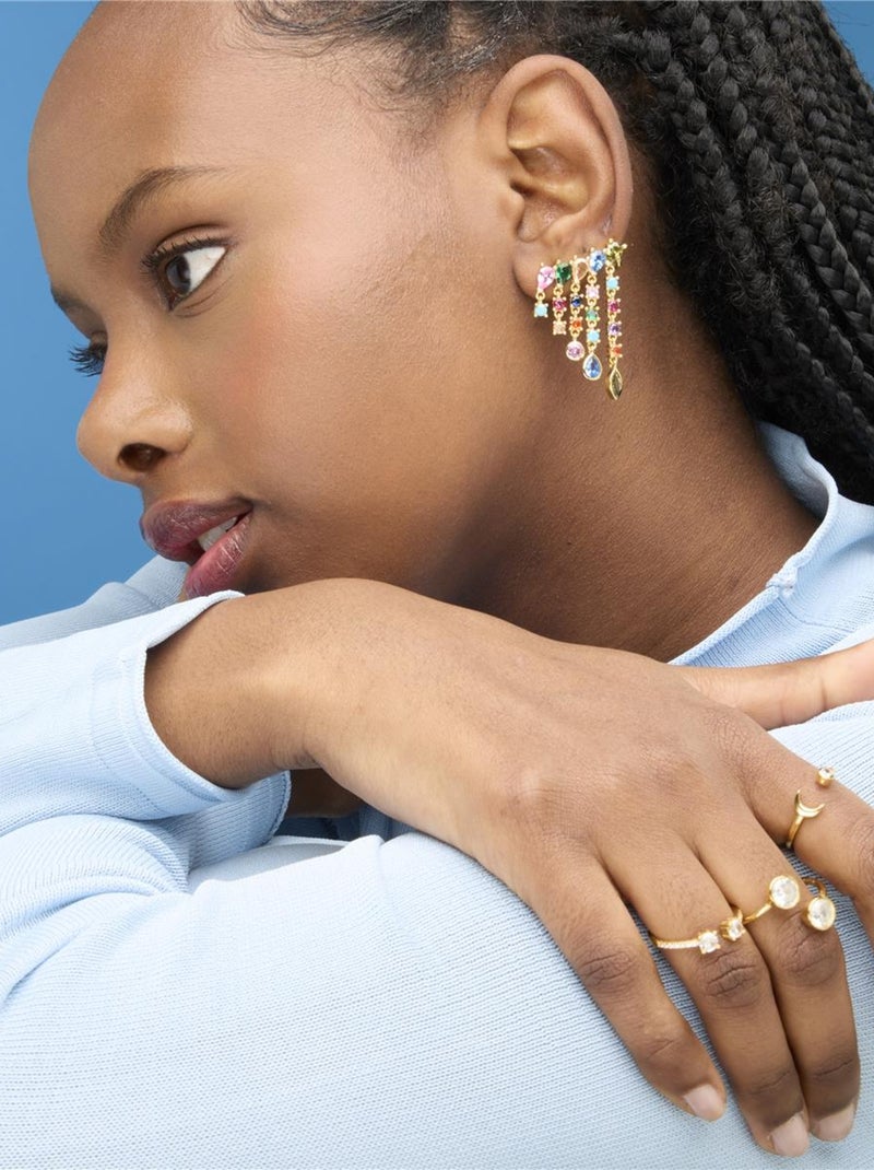 Boucles d'oreilles Luxenter en argent 925 et zircon multicolore finies plaqué or jaune 18k - Arkai Multicolore - Kiabi