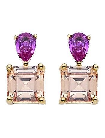 Boucles d'oreilles Luxenter en argent 925 et zircon multicolore finies plaqué or jaune 18k - Codua