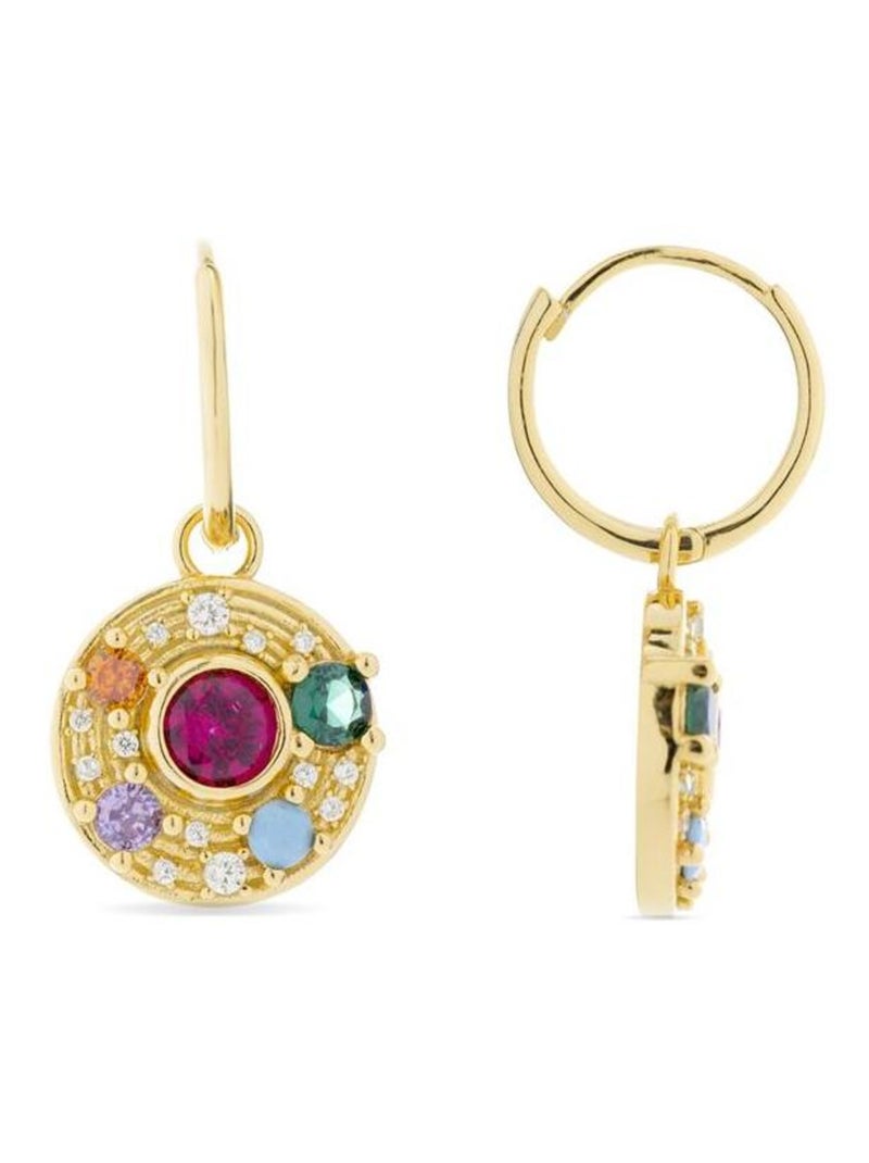 Boucles d'oreilles Luxenter en argent 925 et zircon multicolore finies plaqué or jaune 18k - Hatol Multicolore - Kiabi