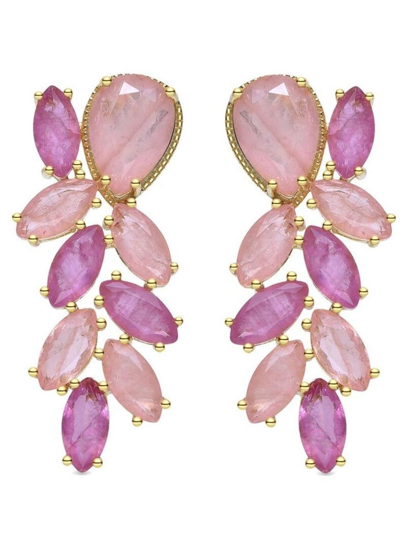 Boucles d'oreilles Luxenter en argent 925 et zircon multicolore finies plaqué or jaune 18k - Ozvi Multicolore - Kiabi