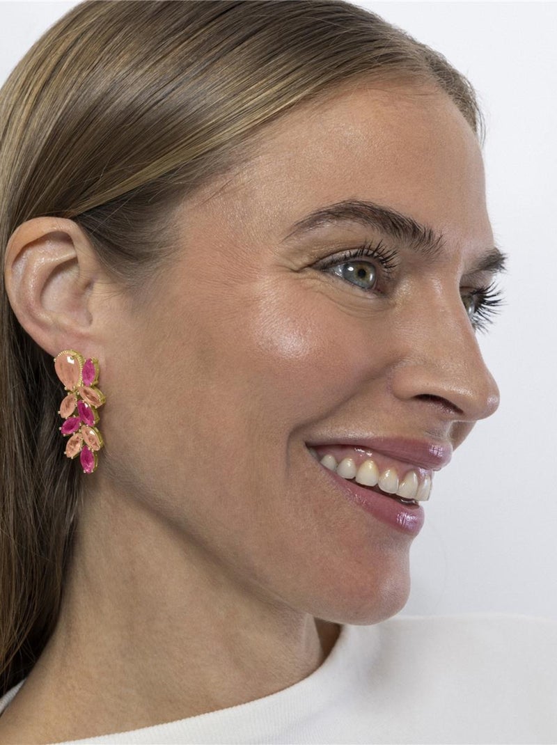 Boucles d'oreilles Luxenter en argent 925 et zircon multicolore finies plaqué or jaune 18k - Ozvi Multicolore - Kiabi