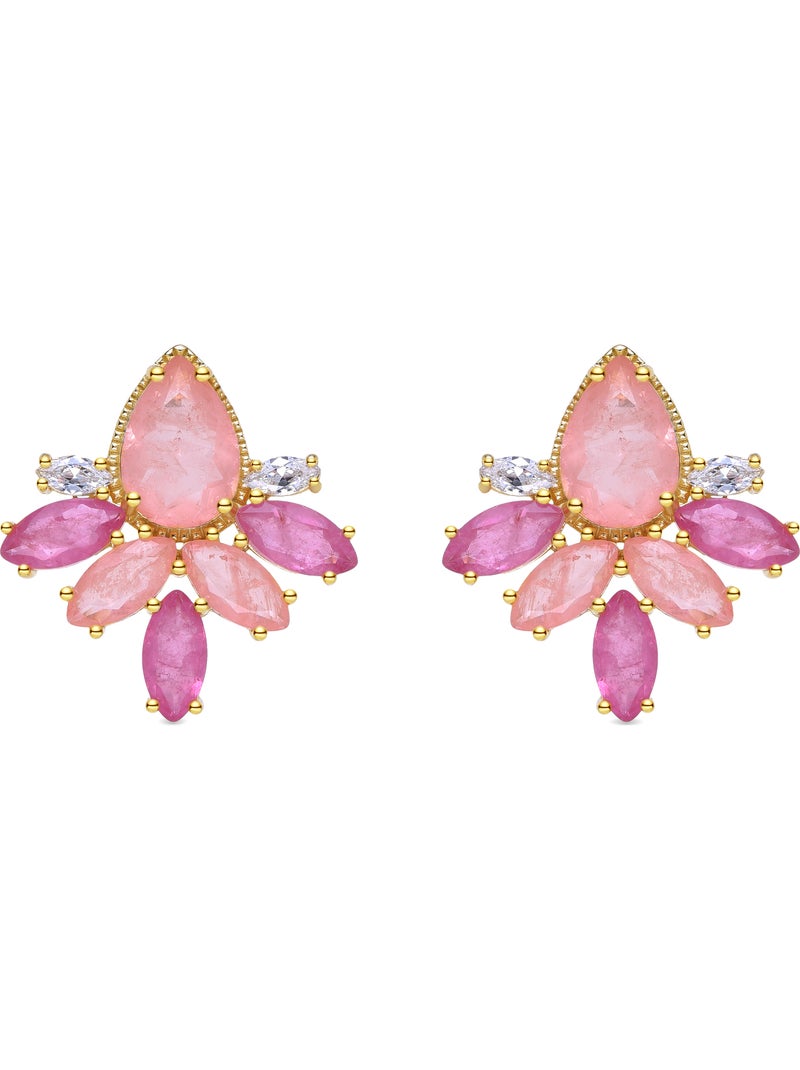 Boucles d'oreilles Luxenter en argent 925 et zircon multicolore finies plaqué or jaune 18k - Shanvi Multicolore - Kiabi