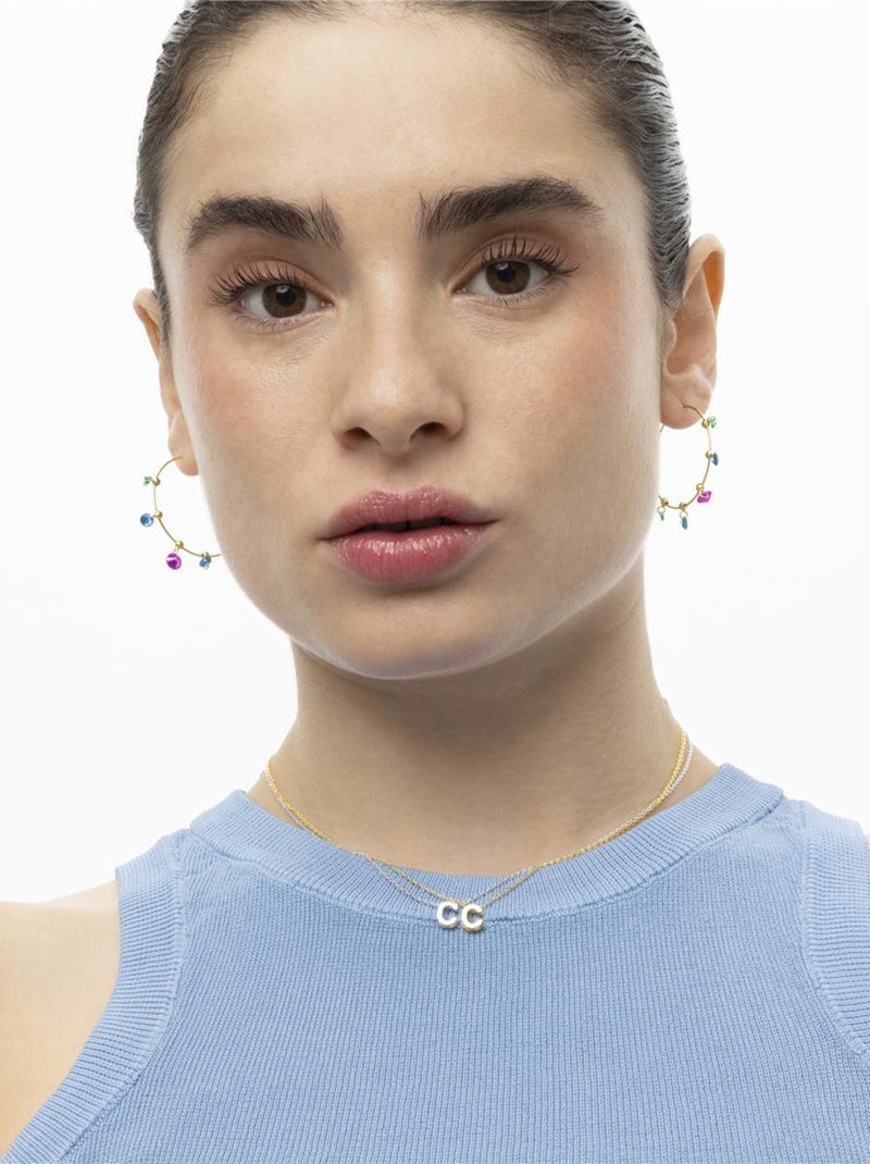 Boucles d'oreilles Luxenter en argent 925 et zircon multicolore finies plaqué or jaune 18k - Yhapec Multicolore - Kiabi