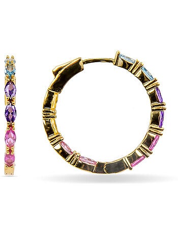 Boucles d'oreilles Luxenter en argent 925 et zircon multicolore finition or 18k - Zynsi