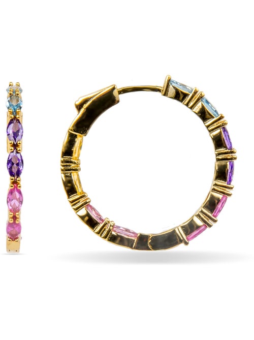 Boucles d'oreilles Luxenter en argent 925 et zircon multicolore finition or 18k - Zynsi - Kiabi