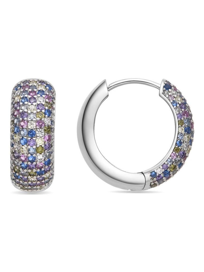 Boucles d'oreilles Luxenter en Argent 925 et Zircon Multicolore plaqué Rhodium - Ile de Man Multicolore - Kiabi