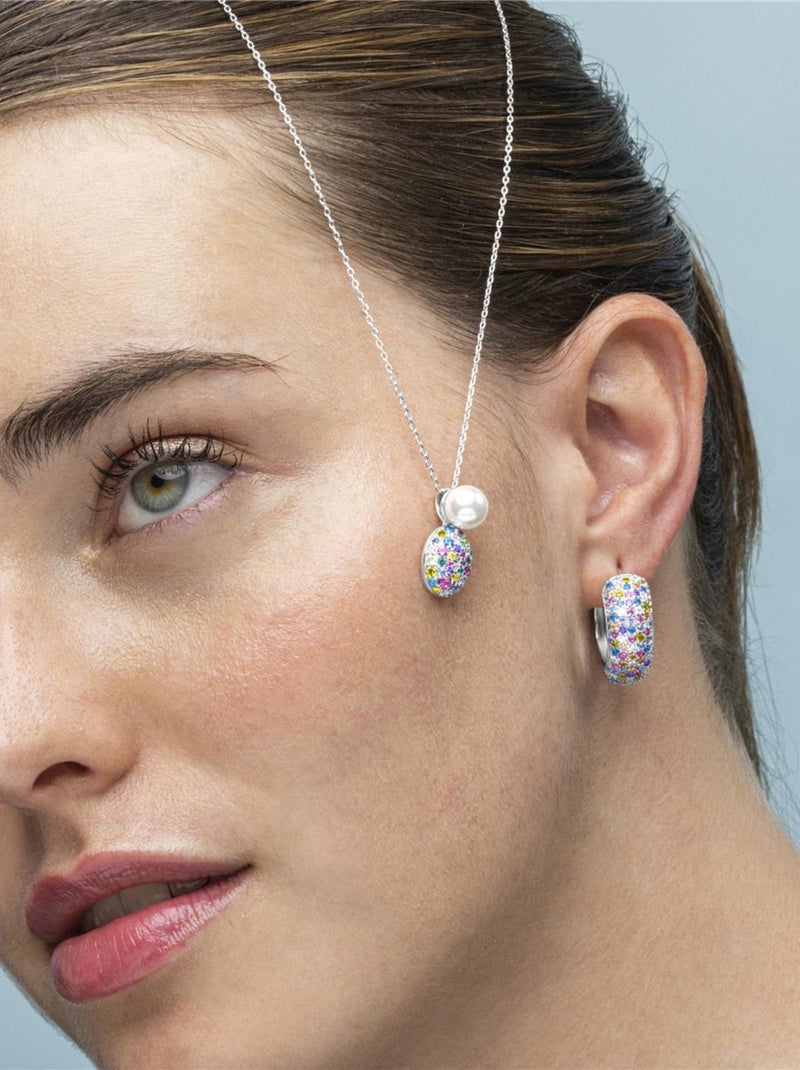 Boucles d'oreilles Luxenter en Argent 925 et Zircon Multicolore plaqué Rhodium - Ile de Man Multicolore - Kiabi