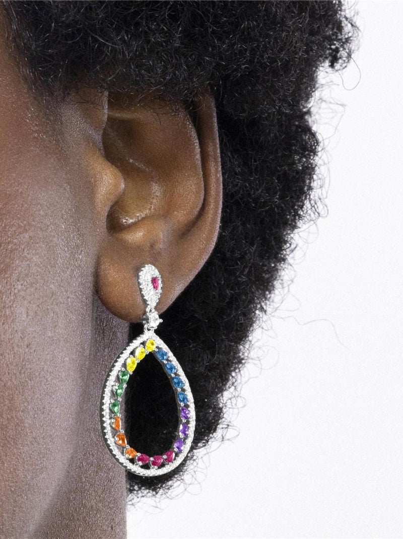 Boucles d'oreilles Luxenter en argent 925 et zircon multicolore rhodié - Tonmei Multicolore - Kiabi