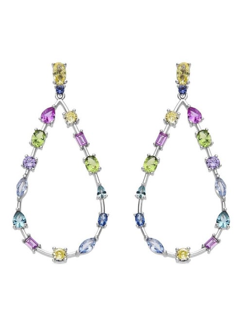Boucles d'oreilles Luxenter en Argent 925 et Zircon multicolore rhodié - Weao - Kiabi