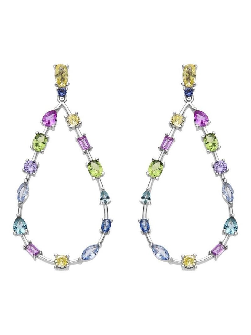 Boucles d'oreilles Luxenter en Argent 925 et Zircon multicolore rhodié - Weao Multicolore - Kiabi