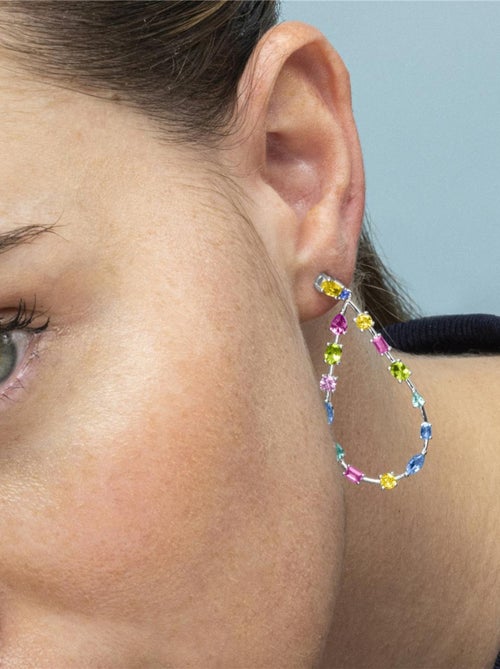 Boucles d'oreilles Luxenter en Argent 925 et Zircon multicolore rhodié - Weao - Kiabi