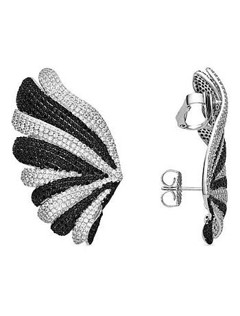 Boucles d'oreilles Luxenter en Argent 925 et Zircon Onyx rhodié - Lorwe