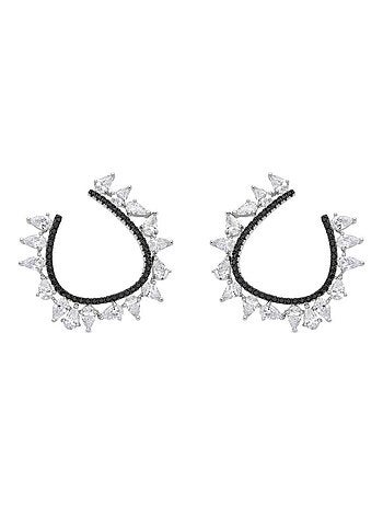 Boucles d'oreilles Luxenter en argent 925 et zircon onyx rhodié - Sidya