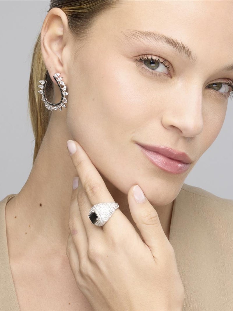 Boucles d'oreilles Luxenter en argent 925 et zircon onyx rhodié - Sidya Noir - Kiabi