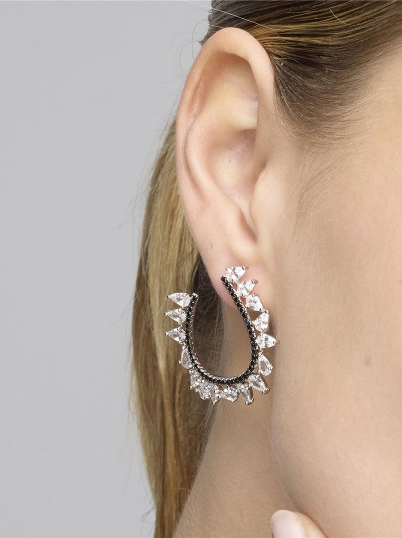 Boucles d'oreilles Luxenter en argent 925 et zircon onyx rhodié - Sidya Noir - Kiabi