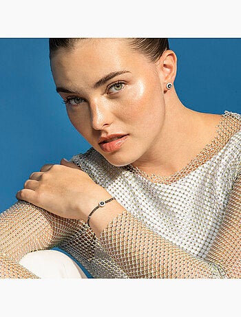 Boucles d'oreilles Luxenter en argent 925 et zircon onyx rhodié - Ziadri