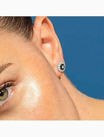 Boucles d'oreilles Luxenter en argent 925 et zircon onyx rhodié - Ziadri