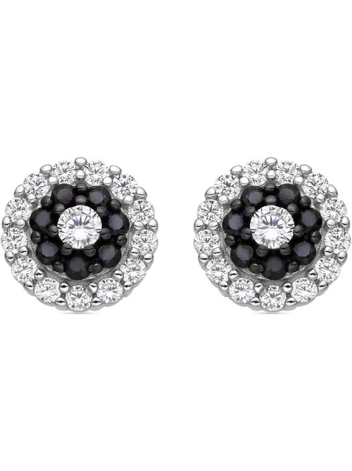 Boucles d'oreilles Luxenter en argent 925 et zircon onyx rhodié - Ziadri - Kiabi