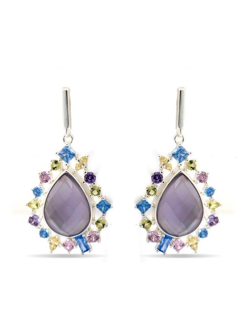 Boucles d'oreilles Luxenter en argent 925 et zircon rhodié multicolore - Shigua Multicolore - Kiabi