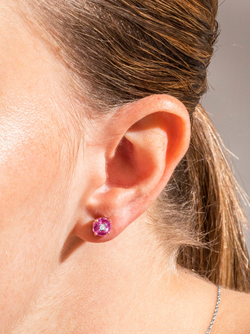 Boucles d'oreilles Luxenter en argent 925 et zircon rose rhodié - Siankho Rose - Kiabi