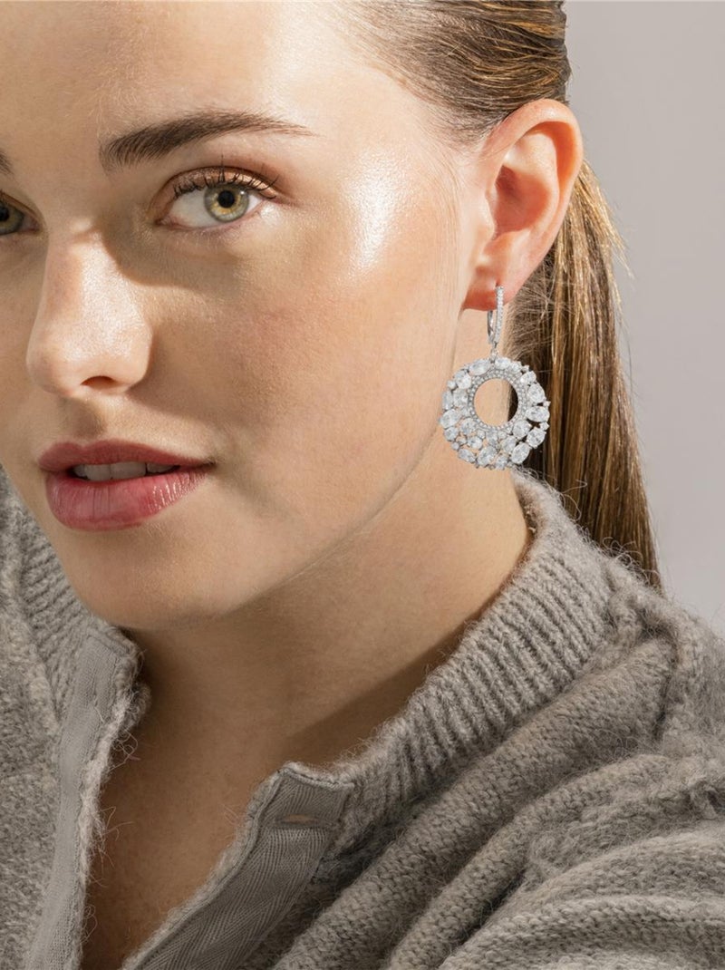 Boucles d'oreilles Luxenter en argent 925 et zircone brillante avec finition en rhodium - Kromwa Blanc - Kiabi