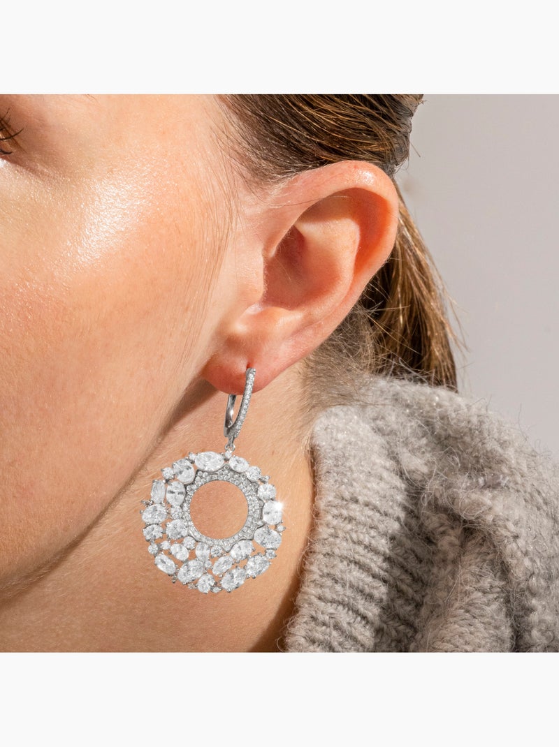 Boucles d'oreilles Luxenter en argent 925 et zircone brillante avec finition en rhodium - Kromwa Blanc - Kiabi
