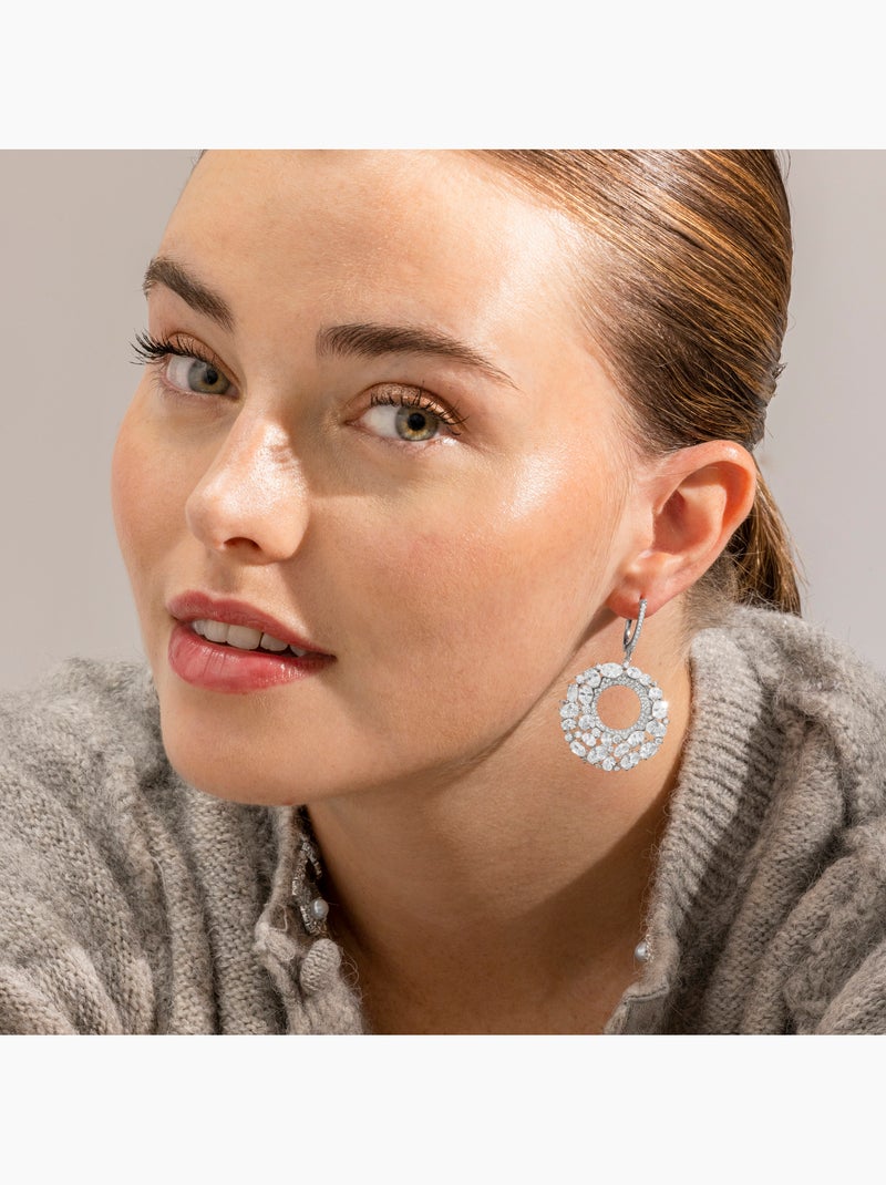 Boucles d'oreilles Luxenter en argent 925 et zircone brillante avec finition en rhodium - Kromwa Blanc - Kiabi