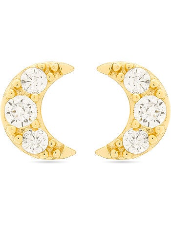 Boucles d'oreilles Luxenter en argent 925 et zircone brillante, finition or jaune 18 k - Luna